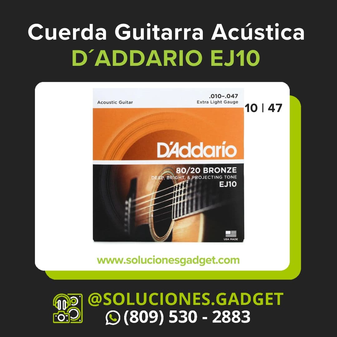 D'Addario EJ10 — Cuerdas de Acero para Guitarra Acústica Extra Light
