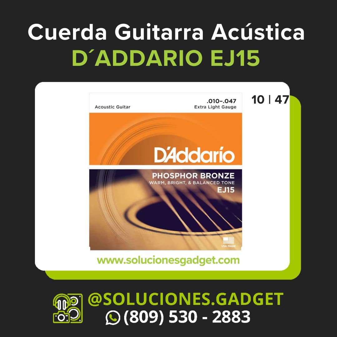 D'Addario EJ15 — Cuerdas de Acero para Guitarra Acústica Extra Light Phosphor Bronze