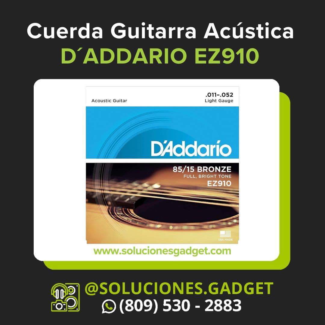 D'Addario EZ910 — Cuerdas de Acero para Guitarra Acústica Light 85/15 Bronze