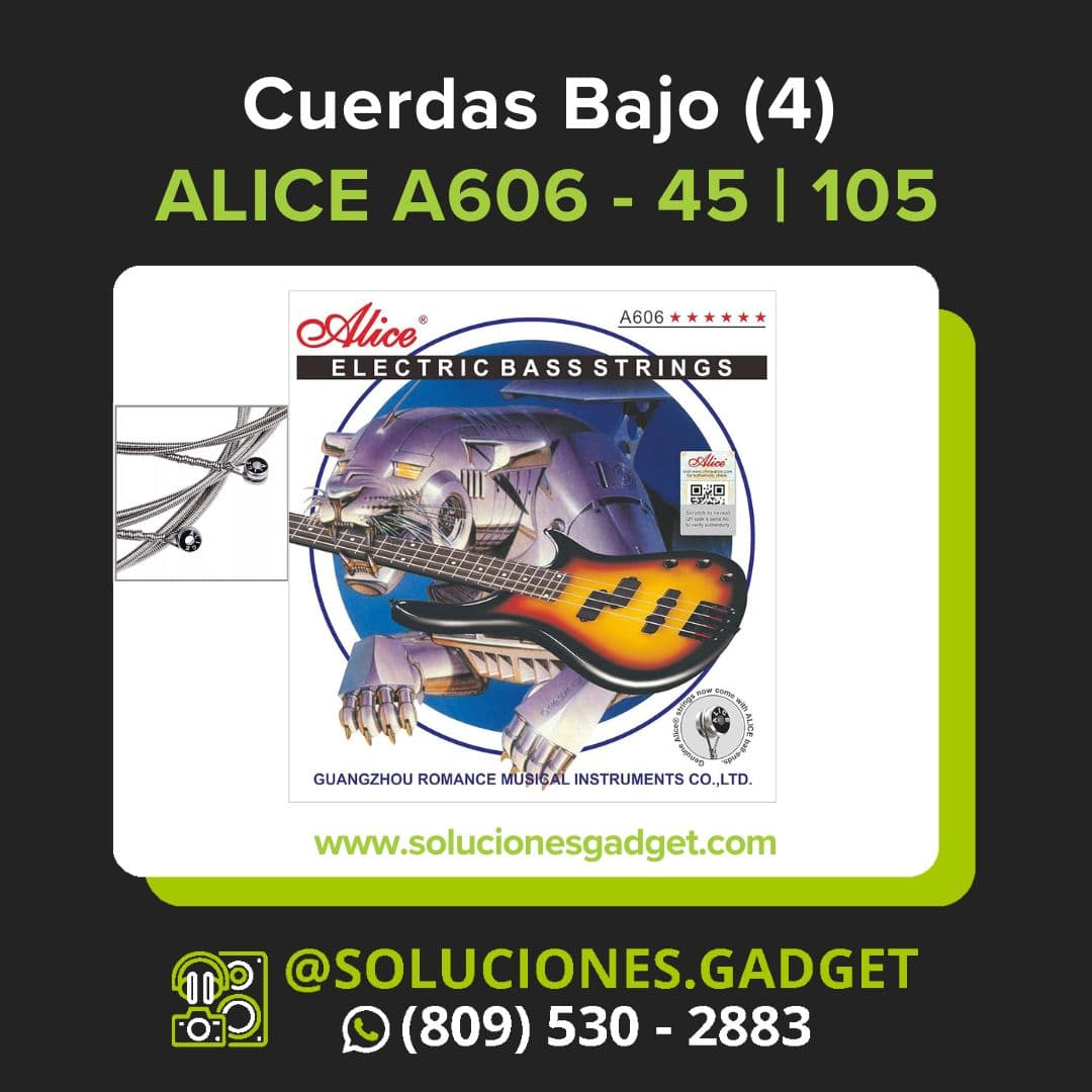 Alice A606 — Cuerdas de Acero para Bajo Eléctrico 4 Cuerdas