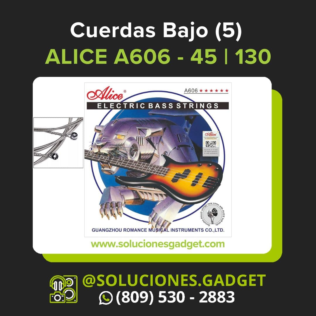 Alice A606 — Cuerdas de Acero para Bajo Eléctrico 5 Cuerdas