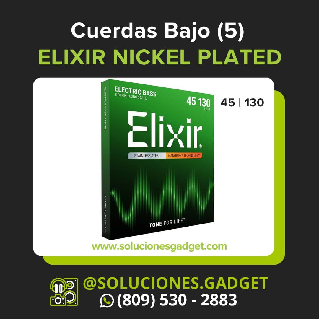 Elixir Nanoweb — Cuerdas Recubiertas para Bajo Eléctrico 5 Cuerdas Light