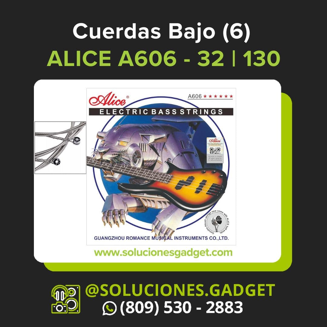 Alice A606 — Cuerdas de Acero para Bajo Eléctrico 6 Cuerdas