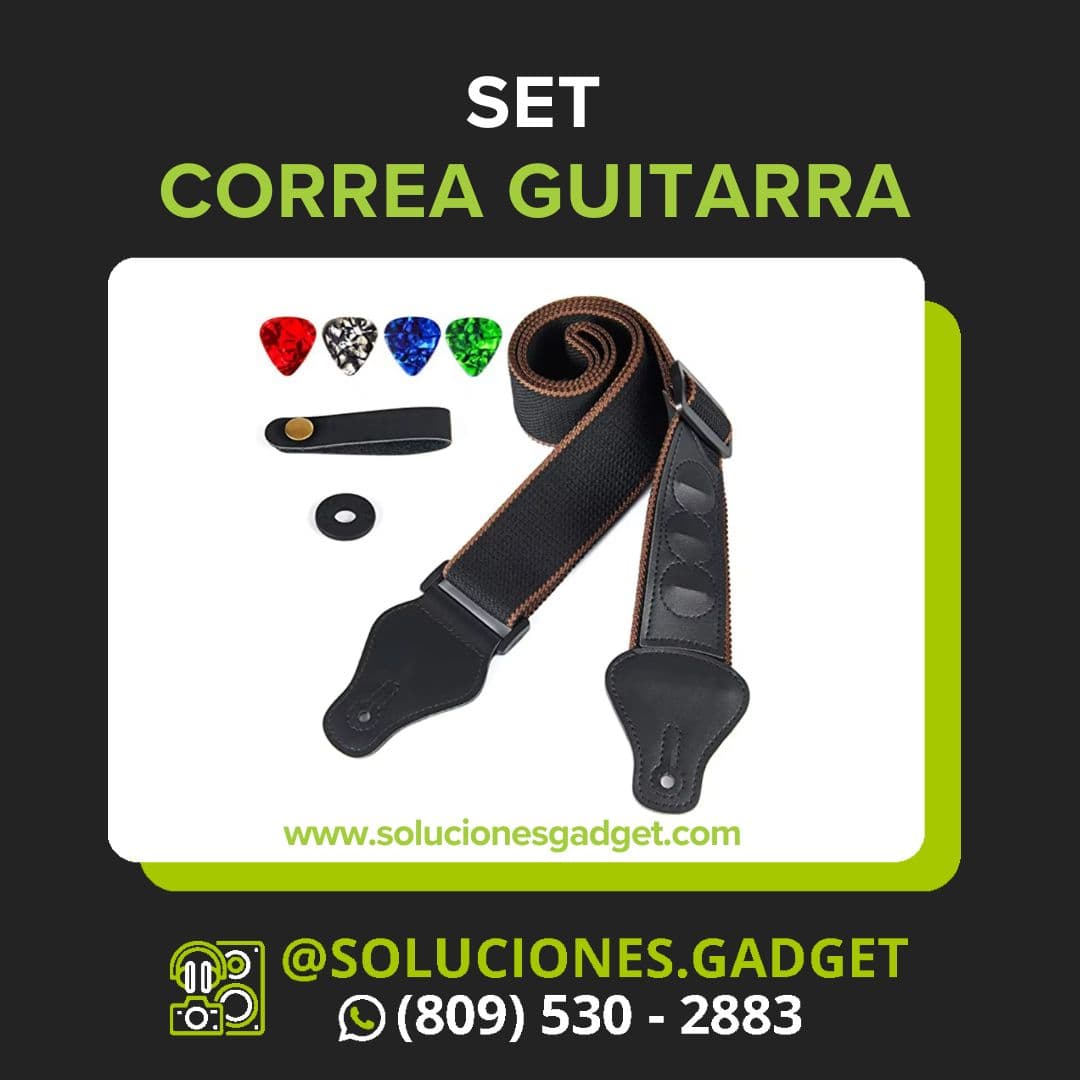 Set Correa para Guitarra y Bajo con Plumillas — Nylon con Puntas de Cuero y Accesorios