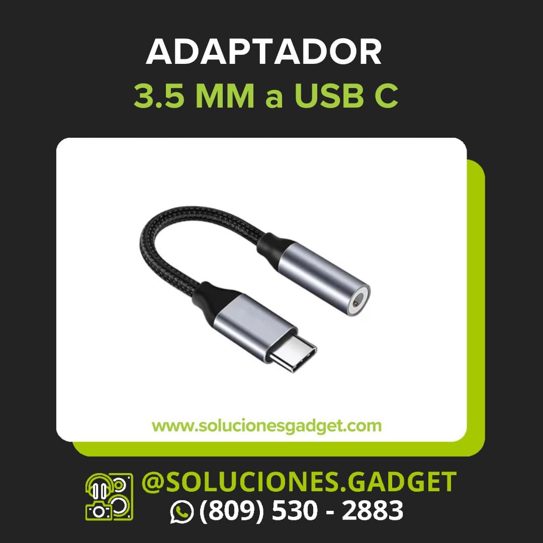 Adaptador USB-C a 3.5mm — Conector de Audio para Celulares y Laptops