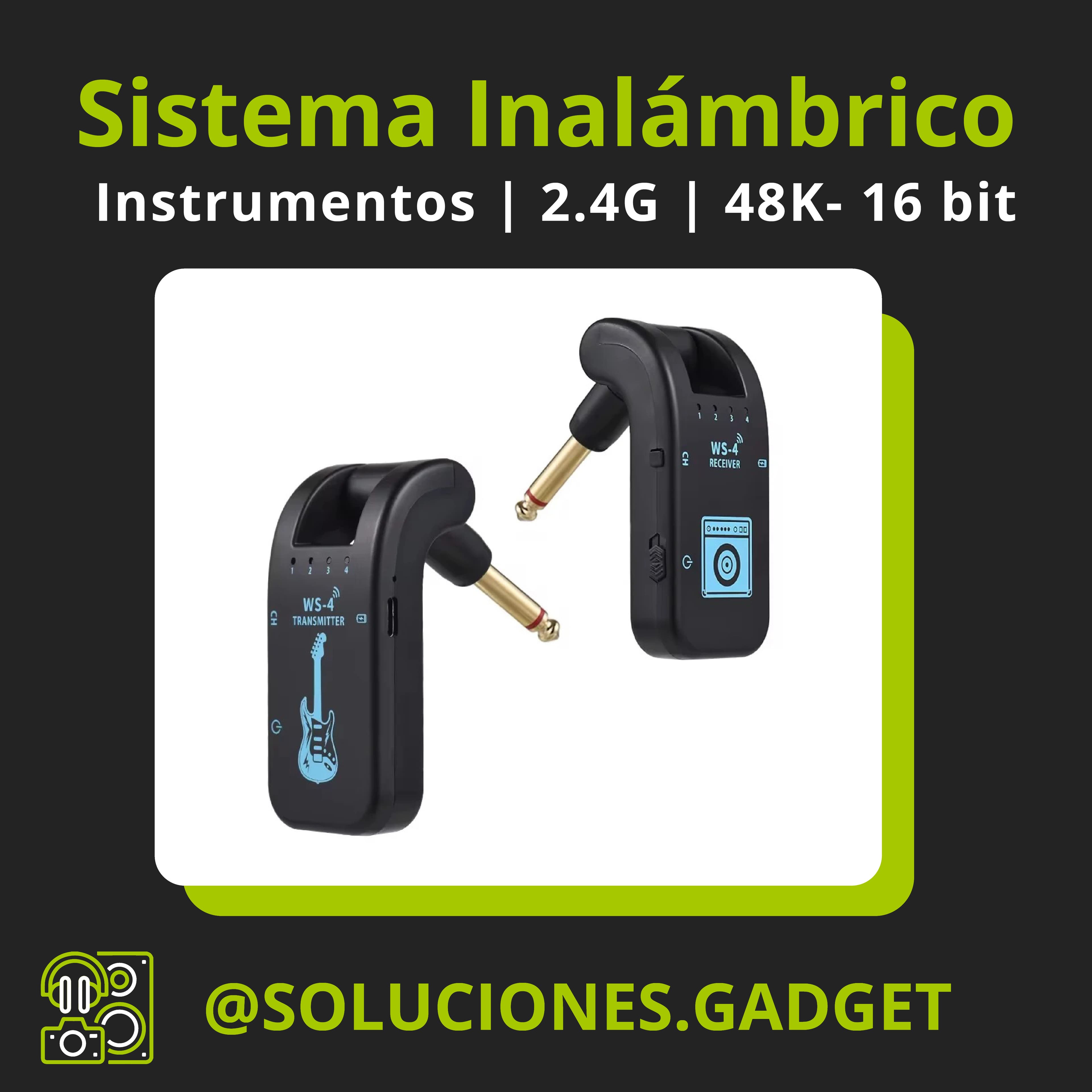 Sistema Inalámbrico para Guitarra 2.4GHz | Transmisor y Receptor para Instrumentos
